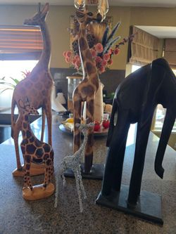 Set of carved African animals