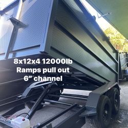Dump Trailer 8x12x4 12000lb Ramps $7500 Cash 