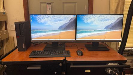 Hex core i7 Lenovo M920s with 2x 24” widescreens