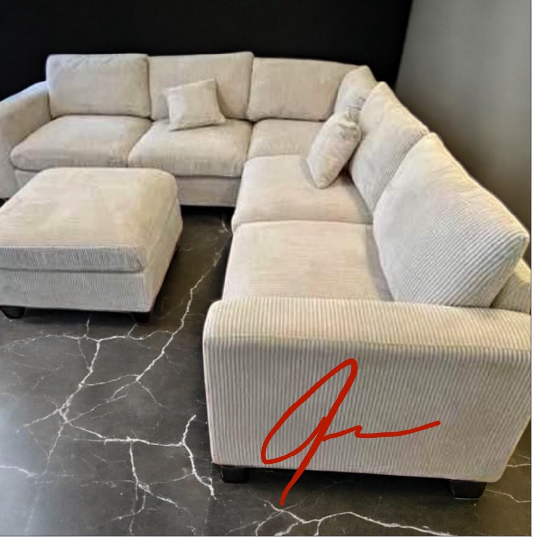 New! Super Comfy Soft Touch Sofa Sectional! Free XL OTTOMAN! 