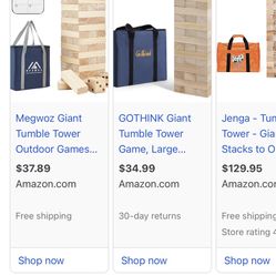 Wood Tumble Tower Games, 60 pcs