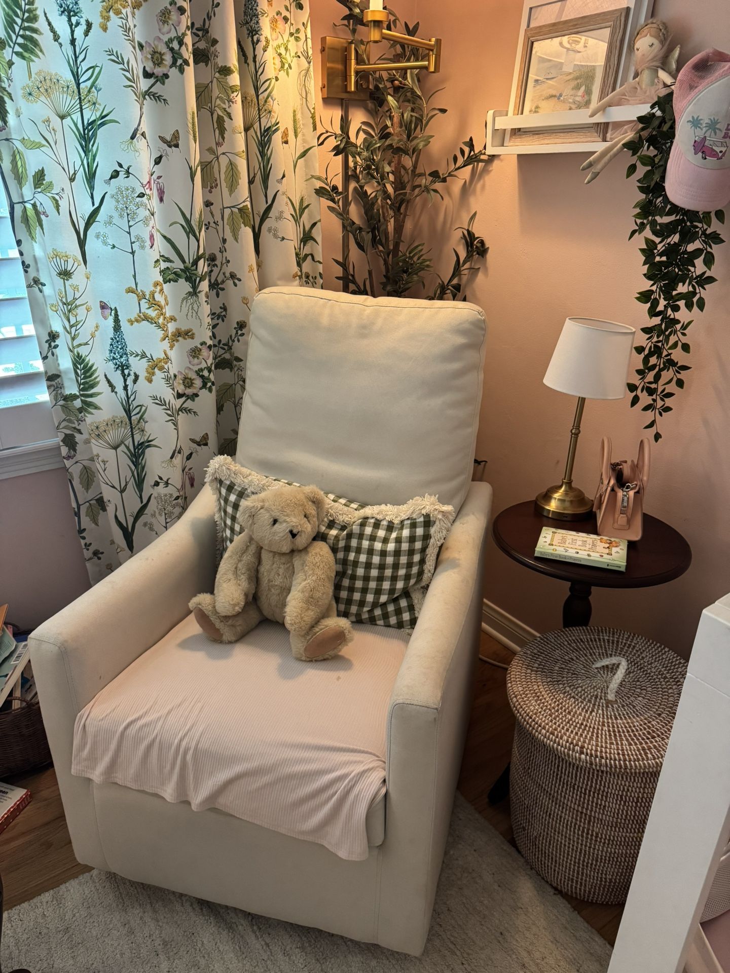 Nursery Glider Swivel Rocker Chair - Tan cream
