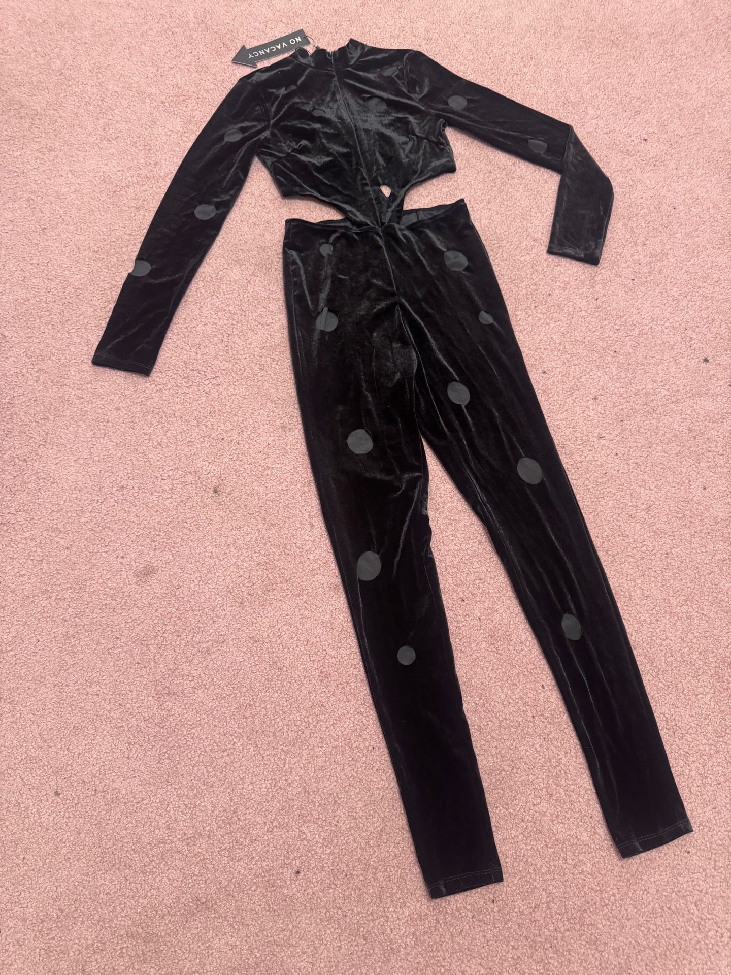New Medium dolls kill black velvet catsuit bodysuit jumpsuit costume cyber goth