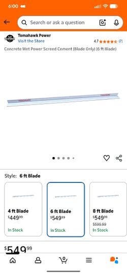 New Tomahawk Power Concrete Wet Screed Blade Model number TSB6-E 6FT