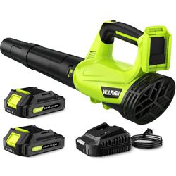 Soplador de hojas, soplador de hojas eléctrico inalámbrico con 2 baterías y cargador, modo de 2 velocidades, soplador inalámbrico ligero para soplar h