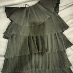 Boohoo Black Frill Detail Swing Dress