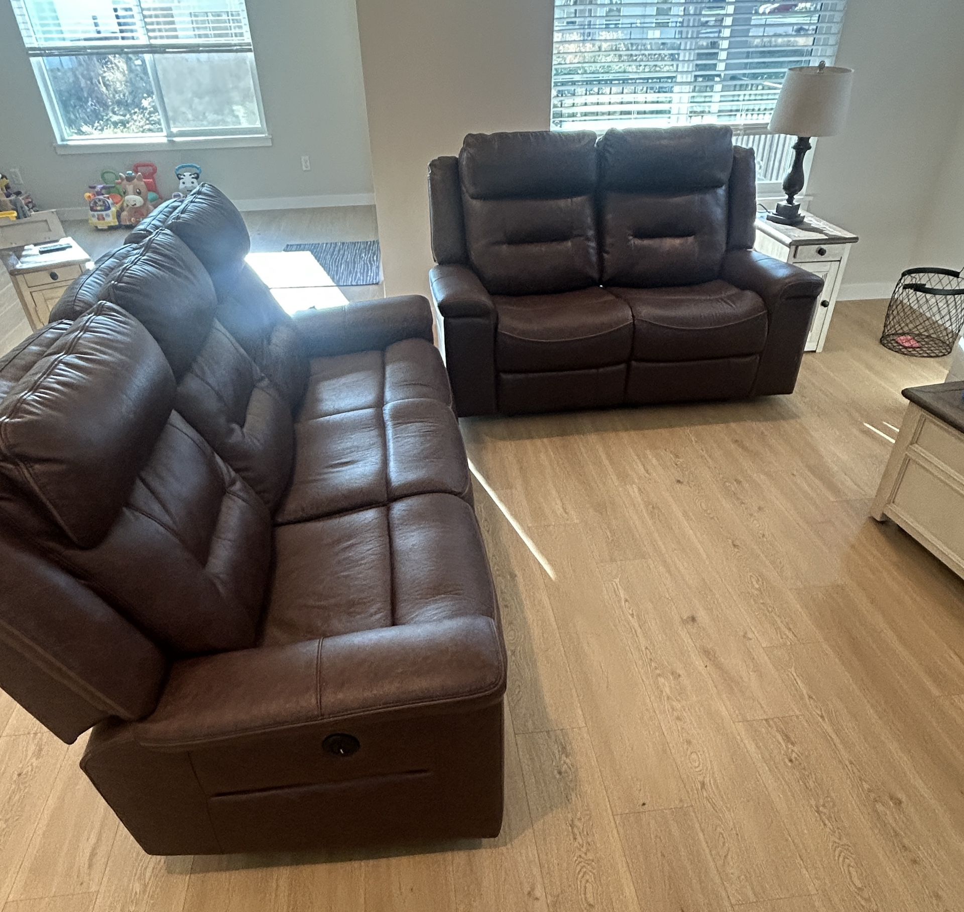 Ashley furniture Leather Love Seat And Sofa 