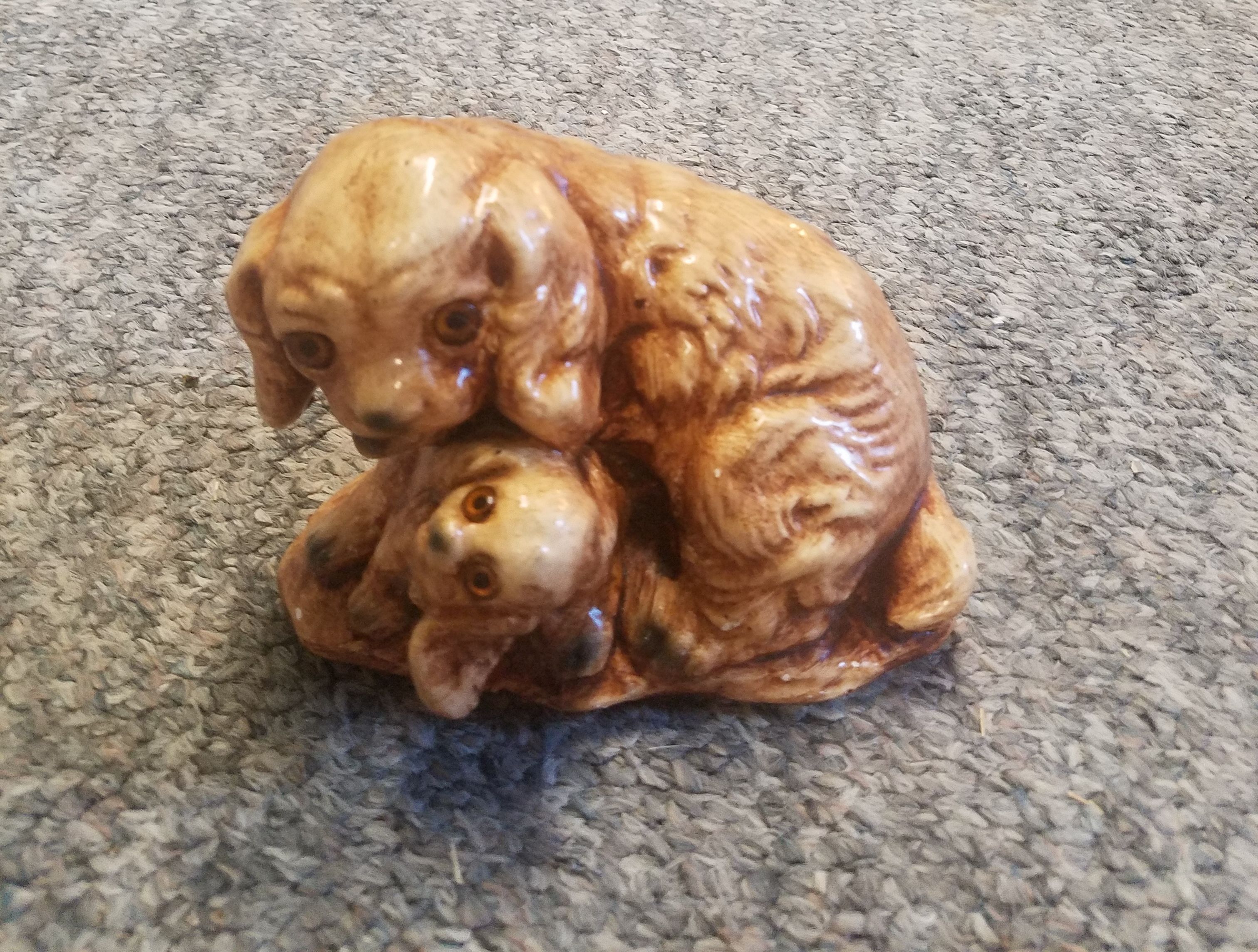 Antique Dog Figurine with Glass Eyes