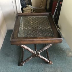 Wood And Glass End table 