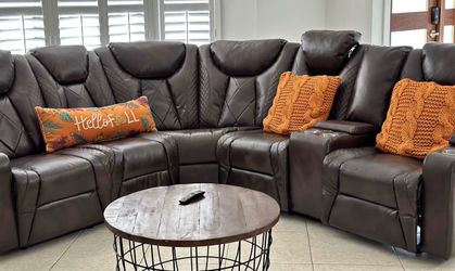 Leather electric recliner couch