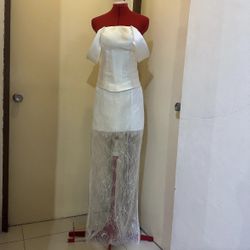 Lace Satin White Dress