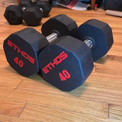 Ethos 40 LB Dumbbell Set Pair Weight Lifting Exercise New Unused 