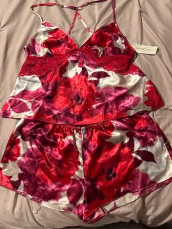 Red Flower Satin Pajama Set (large)