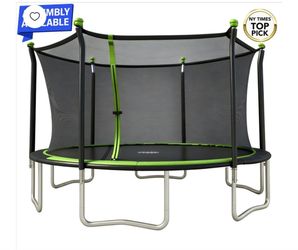 Sportspower BouncePro 14ft Trampoline Meets ASTM Safety Standards, Heavy-Duty Rust-Resistant Steel Frame, UV-Resistant Jump Mat & Safety Net