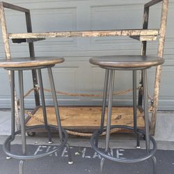 Bar Cart/Plant Stand/Table and 2 counter height stools
