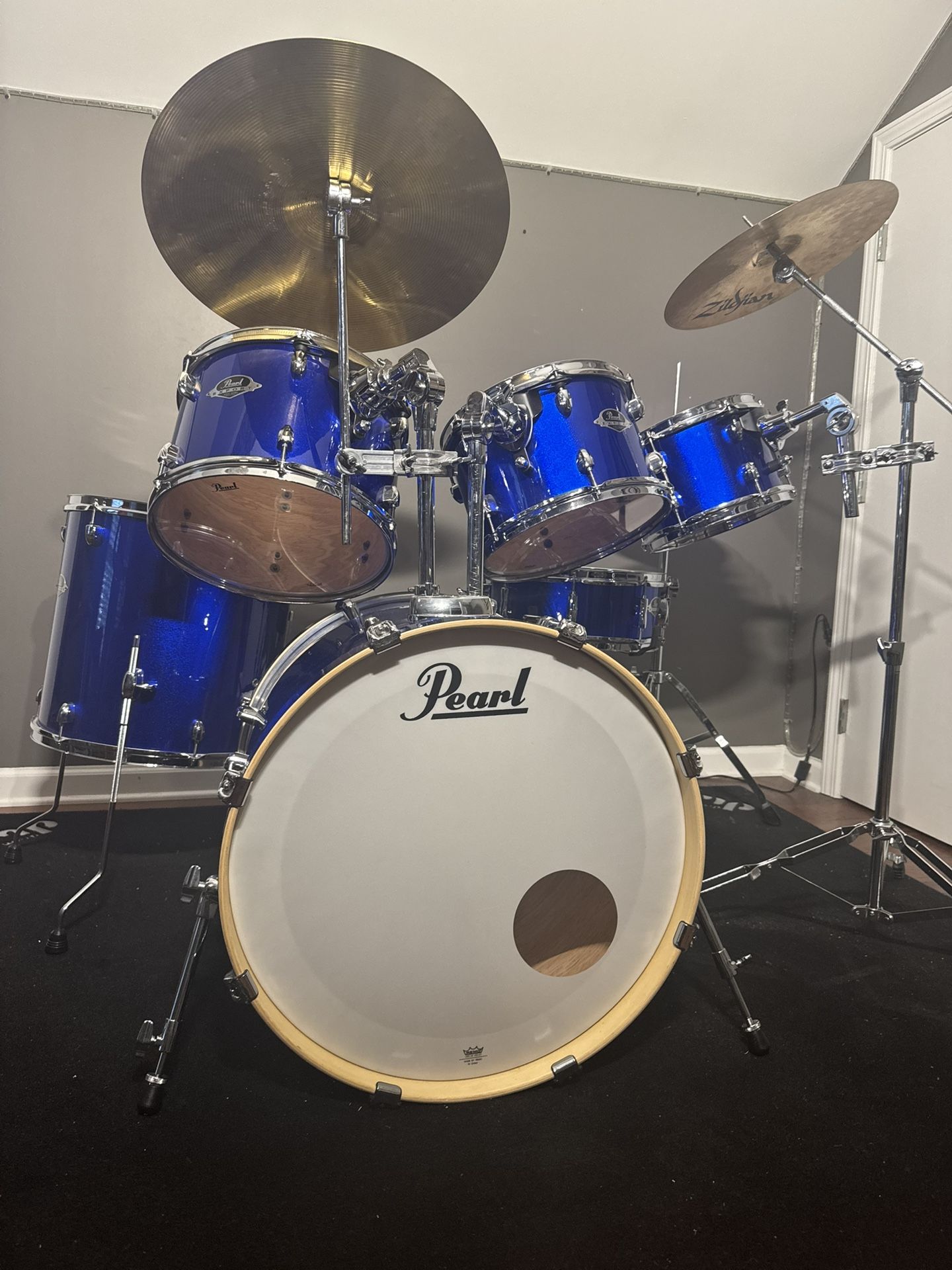 Pearl Export 6-Piece Drum Set w/ Zildjian Crash & Wuhan Cymbals – Great Condition