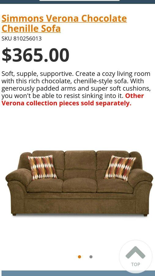 Reduced Simmons Verona Chocolate Chenille Loveseat For In 175sold