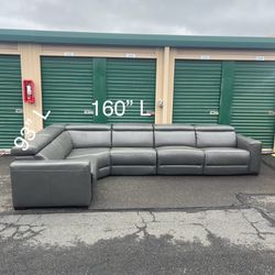 Free Delivery! Modern Modular Gray Leather Sectional Sofa/Couch With Motorized Recliners! 