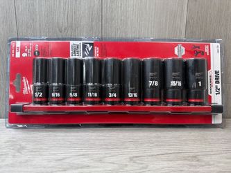 Milwaukee 49-66-7022 Shockwave 9 Piece 1/2 Drive Impact Socket Set (A1D032315)