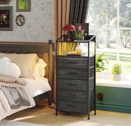 EKNKOZY Nightstand 5 Drawer 11.4"D x 14.4"W x 37.5"H (5 Drawers), Black