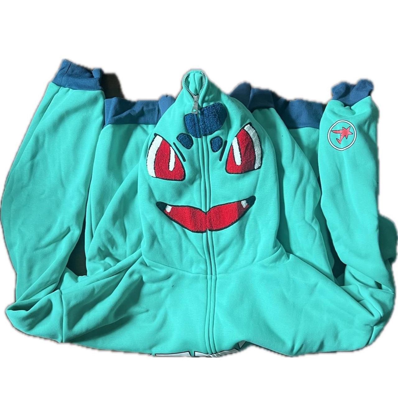 Kanto Starter Pokemon Full Zip Hoodie Bulbasaur Green size xl