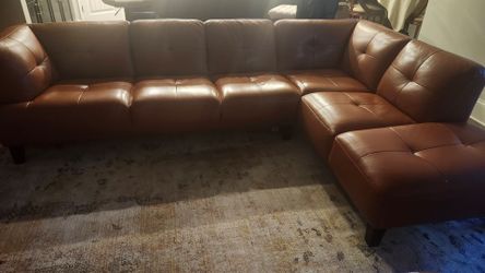 Orange Leather Sectional Sofa