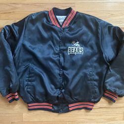 Vintage Chicago Bears Chalk Line Satin Bomber Jacket Coat Men’s Size XL  