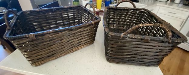 Large brown wicker baskets