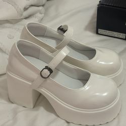 White Mary Janes