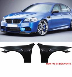 Fits 11-16 BMW F10 5 Series M5 Style Metal Fender Cover Chrome LED Side Vents