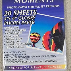 Special Moments brand 4x6 glossy photo paper designed for inkjet printers. 