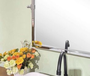 TEHOME Chrome Pivot Mirror Tilt Bathroom Mirror in Polished Nickel Tilting Beveled Vanity Mirrors in Chrome, 28.5x36''