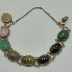 VINTAGE 9K GOLD BRACELET WITH COLORED STONES 27.9G USED 
