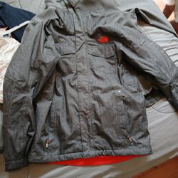 Lg Gray And Sm Gray/Orange North Face Jackets