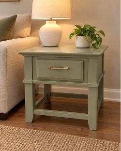 Single side table or nightstand in sage green