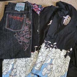 Vintage Miskeen Originals Hoodie Jacket, Long Sleeve Shirt, And Jeans