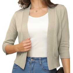 New Women's BEIGE Small Open Cardigan Sweater Shrug