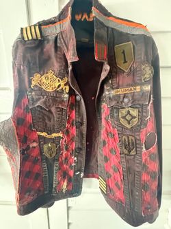 CAUTION HUMAN "Stolen Valor" Custom True Religion Biker Jacket (Large)