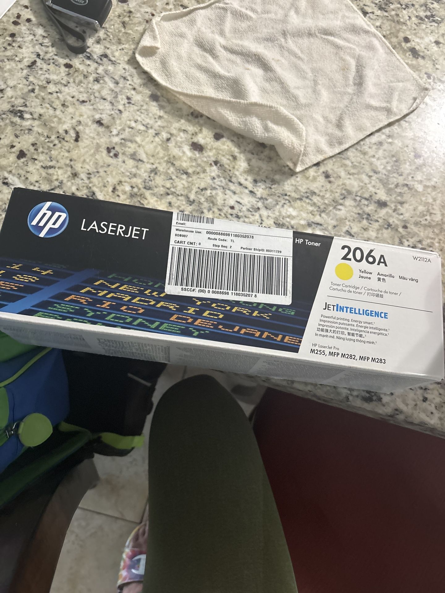 Genuine HP 206A Yellow, Blue, And Black Toner Cartridge (W2112A)
