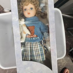 New Maggie Porcelain Collector Doll With Pet