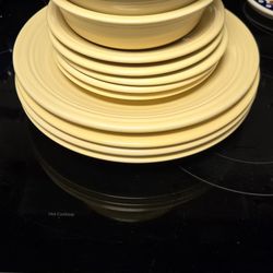9 Pieces Fiestaware Dinner Salad Plates Bowls Butter Yellow Color