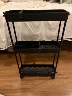 Black 3-Tier Rolling Storage Cart