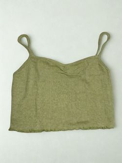 Forever 21 Olive Green Textured Knit Cami Crop Top - Size Small