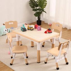 Kids Table and 4 Chair Set - Height Adjustable