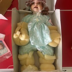 Paradise Galleries, Bridget Porcelain Doll: has all the accessories stand pillow, never been unwrapped