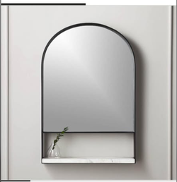 New in Box CB2 Hugh Wall Mirror with Marble Shelf (36" x 24")