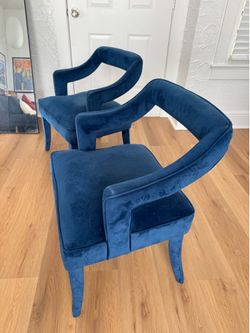 Navy Velvet Accent Chairs (Set of 2) — Mid-Century Modern Style