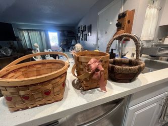 Vintage Country Woven Basket Lot Longaberger Style Set of 3