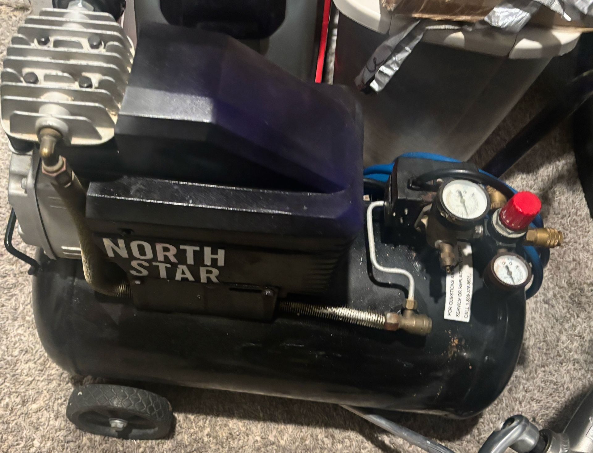 NorthStar Single-Stage Portable Electric Air Compressor, 2 HP, 13Gallon, 5.0 CFM, Horizonta w/ acces
