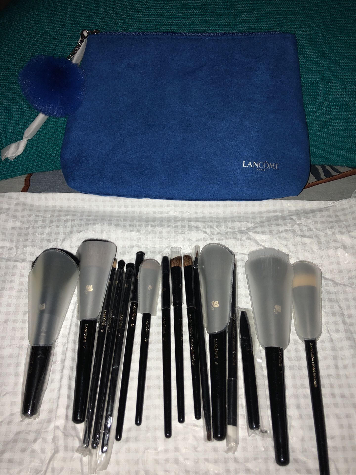 Lancome full make up brush set with pouch